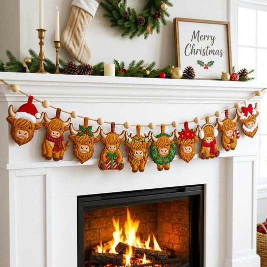 Highland Cow Custom Shape Quilted Garland GFTONMU2842