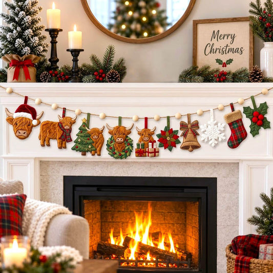 Highland Cow Custom Shape Quilted Garland GFTONMU2843