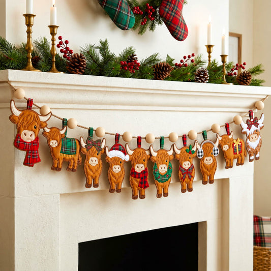 Highland Cow Custom Shape Quilted Garland GFTONMU2844