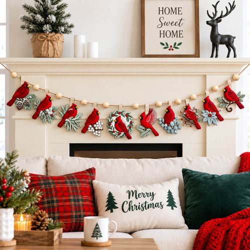 Red Cardinal Custom Shape Quilted Garland GFTONMU2845