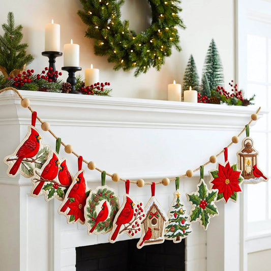 Red Cardinal Custom Shape Quilted Garland GFTONMU2846