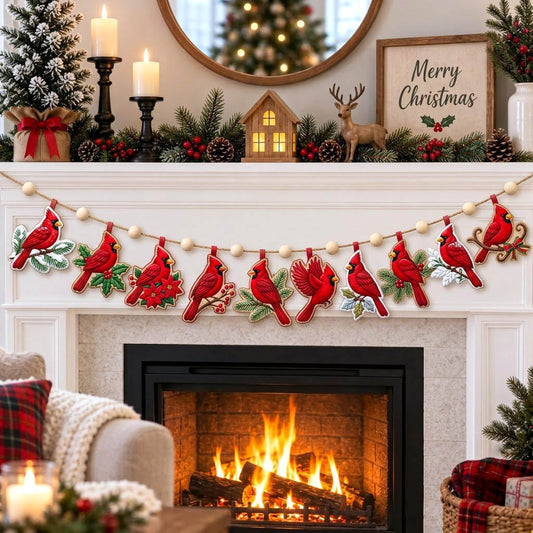 Red Cardinal Custom Shape Quilted Garland GFTONMU2847
