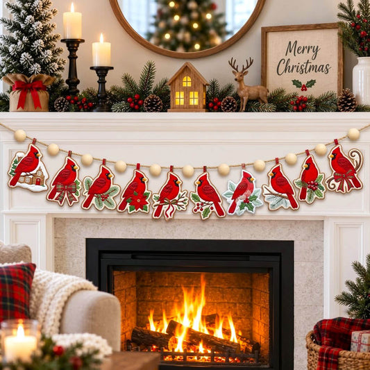 Red Cardinal Custom Shape Quilted Garland GFTONMU2848