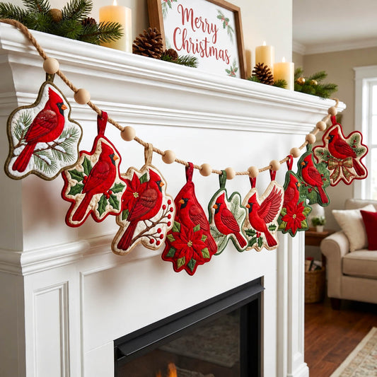 Red Cardinal Custom Shape Quilted Garland GFTONMU2849