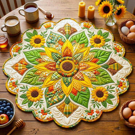 Sunflower Patchwork Custom Shape Quilted Table Topper GFTONMU2851