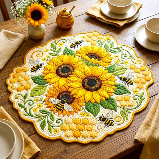 Sunflower Patchwork Custom Shape Quilted Table Topper GFTONMU2852