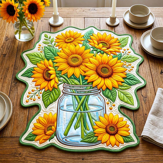 Sunflower Patchwork Custom Shape Quilted Table Topper GFTONMU2853