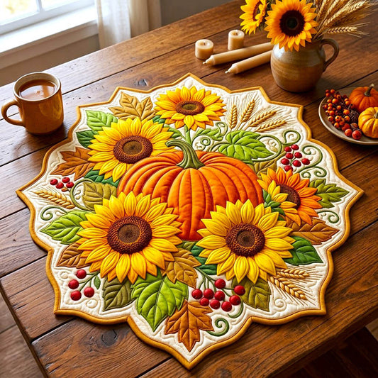 Sunflower Patchwork Custom Shape Quilted Table Topper GFTONMU2855