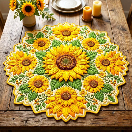 Sunflower Patchwork Custom Shape Quilted Table Topper GFTONMU2856