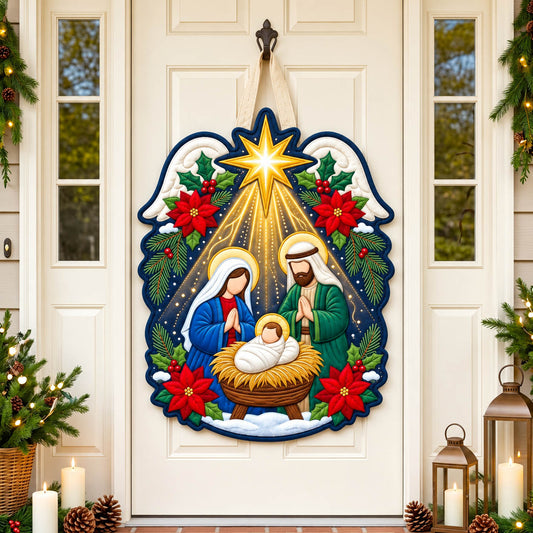 Christmas Spirit Custom Shape Quilted Door Hanger GFTONMU2859