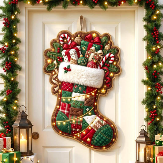 Christmas Spirit Custom Shape Quilted Door Hanger GFTONMU2886
