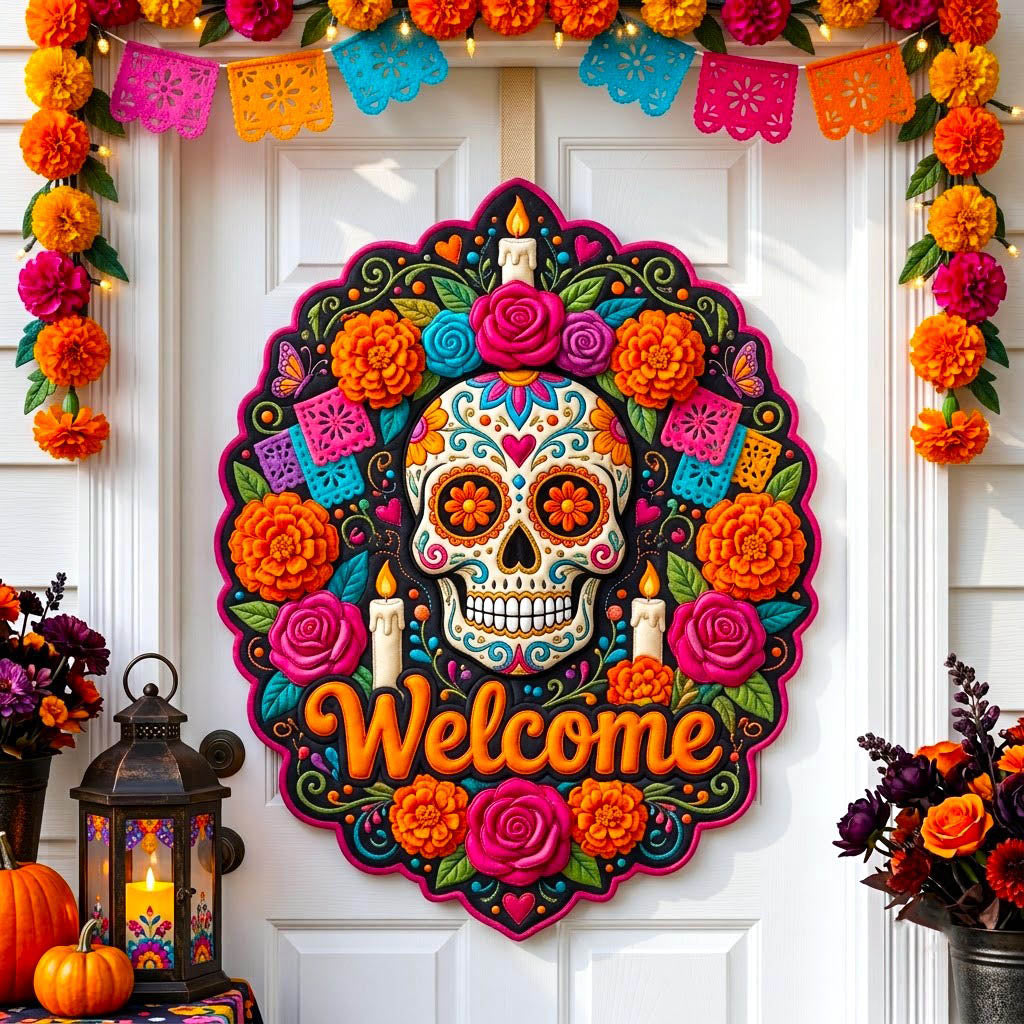 Día de Muertos Custom Shape Quilted Door Hanger GFTONMU2942