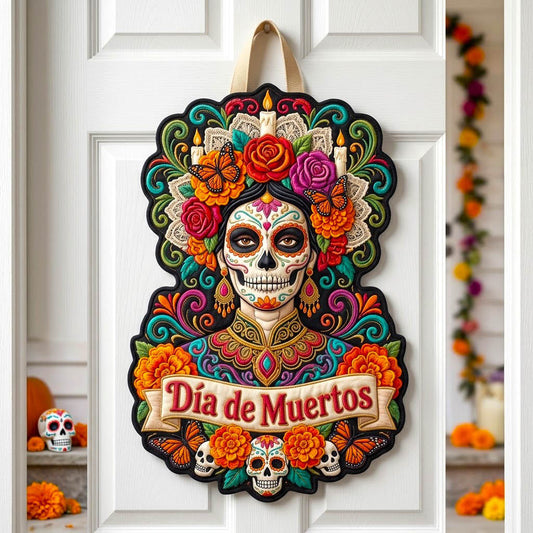 Día de Muertos Custom Shape Quilted Door Hanger GFTONMU2943