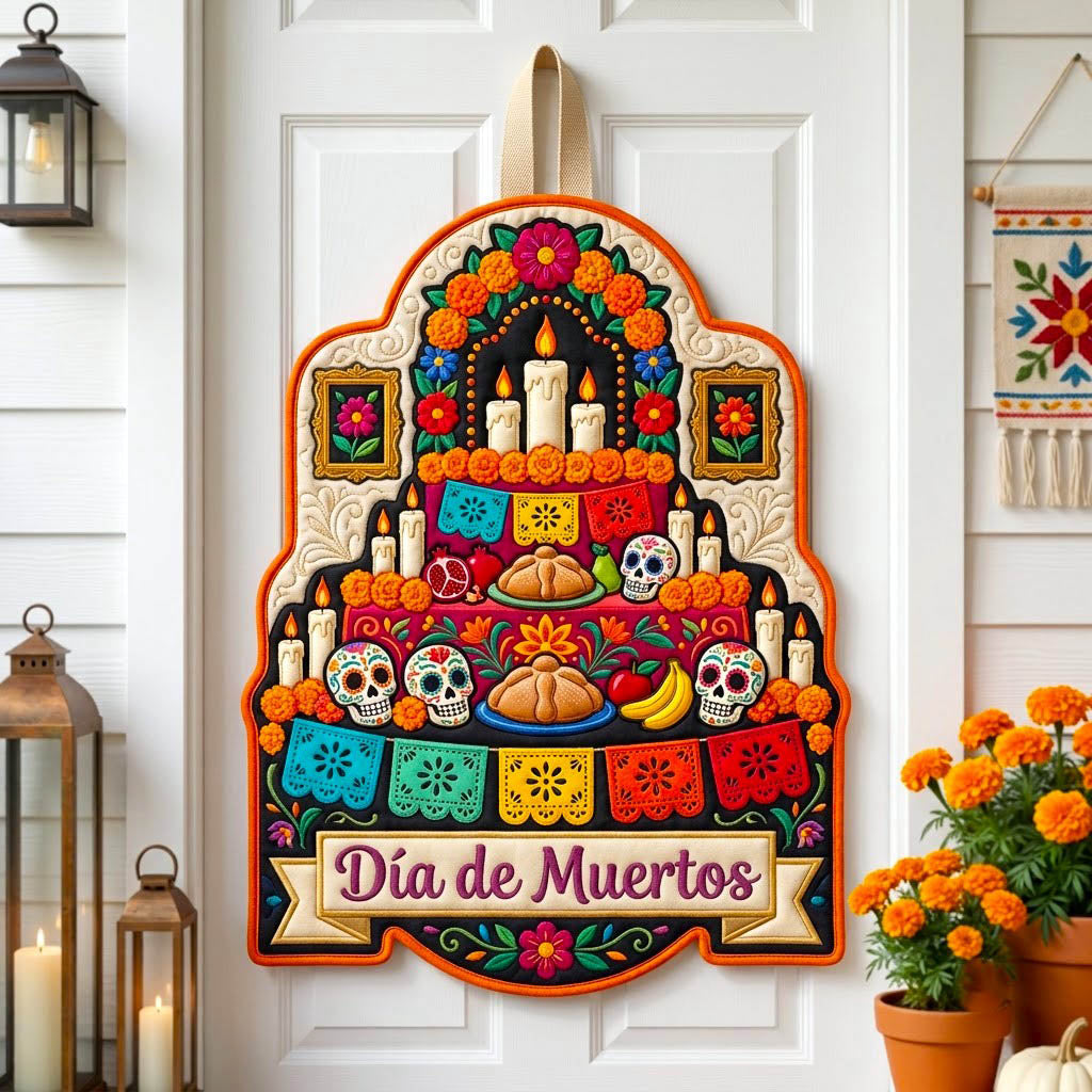 Día de Muertos Custom Shape Quilted Door Hanger GFTONMU2944