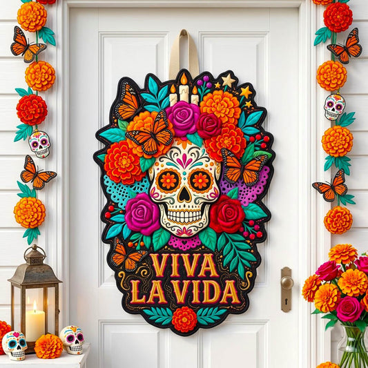 Día de Muertos Custom Shape Quilted Door Hanger GFTONMU2946