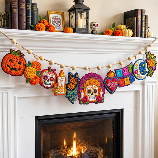 Día de Muertos Custom Shape Quilted Garland GFTONMU2947
