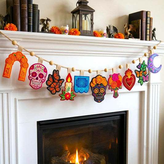 Día de Muertos Custom Shape Quilted Garland GFTONMU2948
