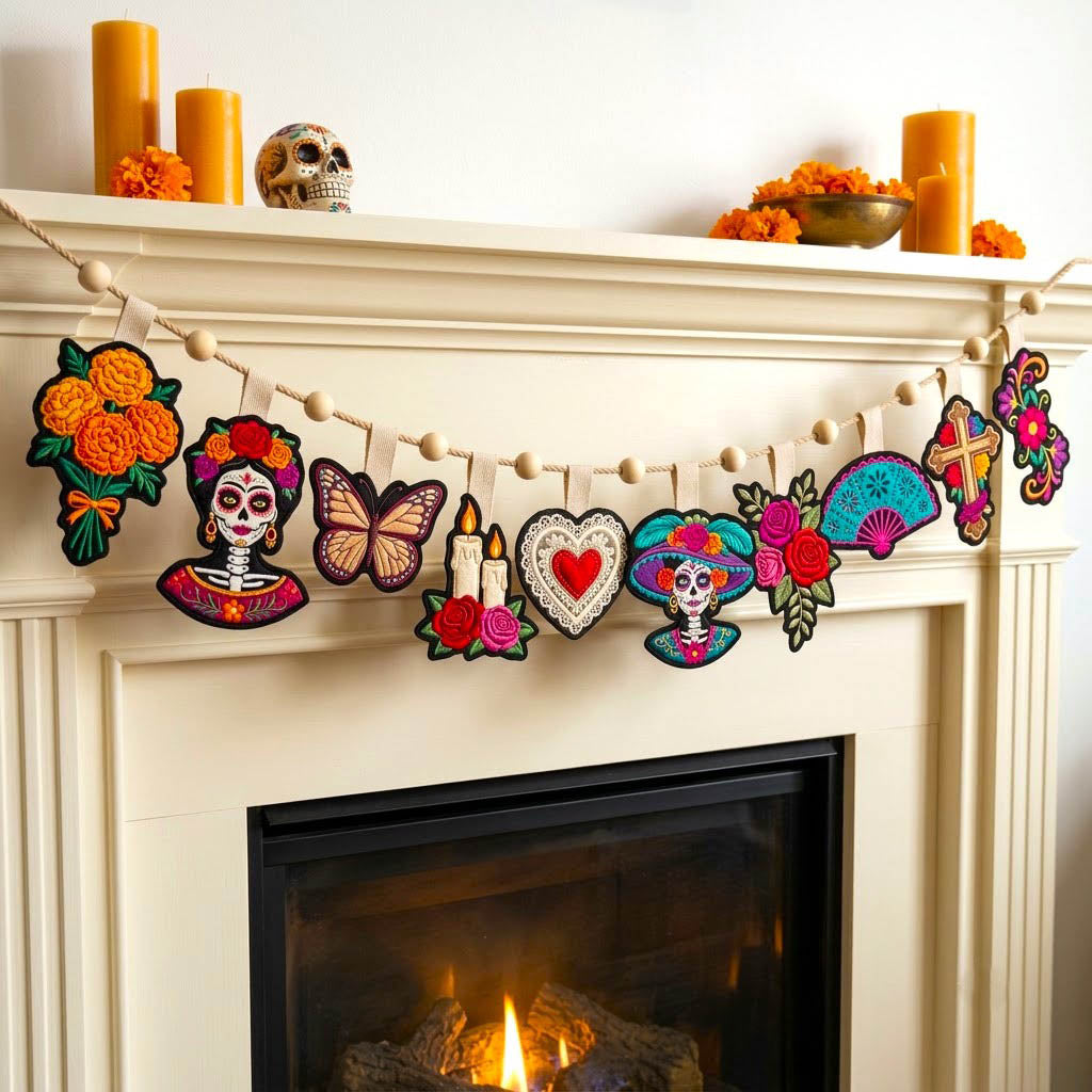 Día de Muertos Custom Shape Quilted Garland GFTONMU2949