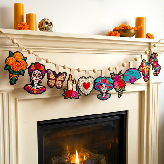 Día de Muertos Custom Shape Quilted Garland GFTONMU2949