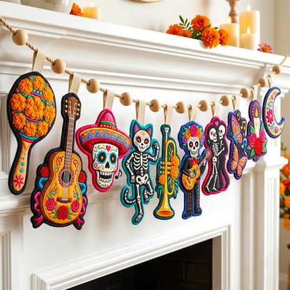 Día de Muertos Custom Shape Quilted Garland GFTONMU2952
