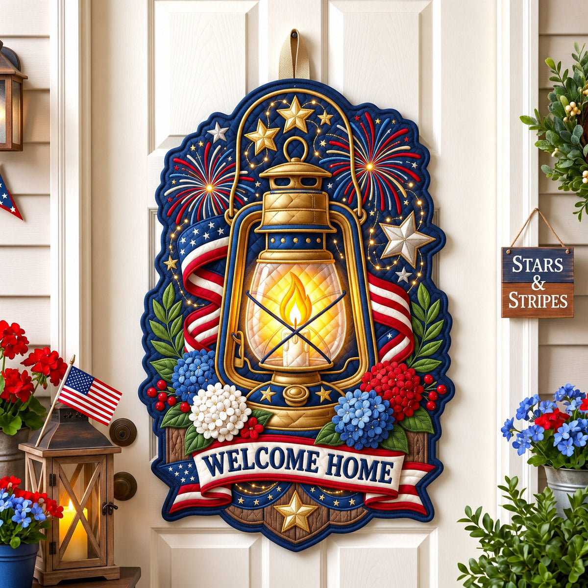 American Pride Custom Shape Quilted Door Hanger GFTONMU2994