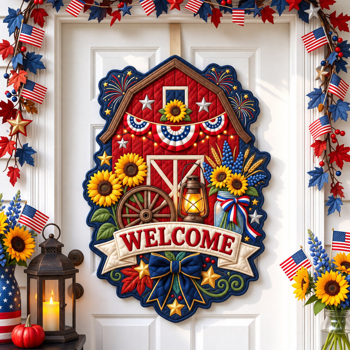 American Pride Custom Shape Quilted Door Hanger GFTONMU2997