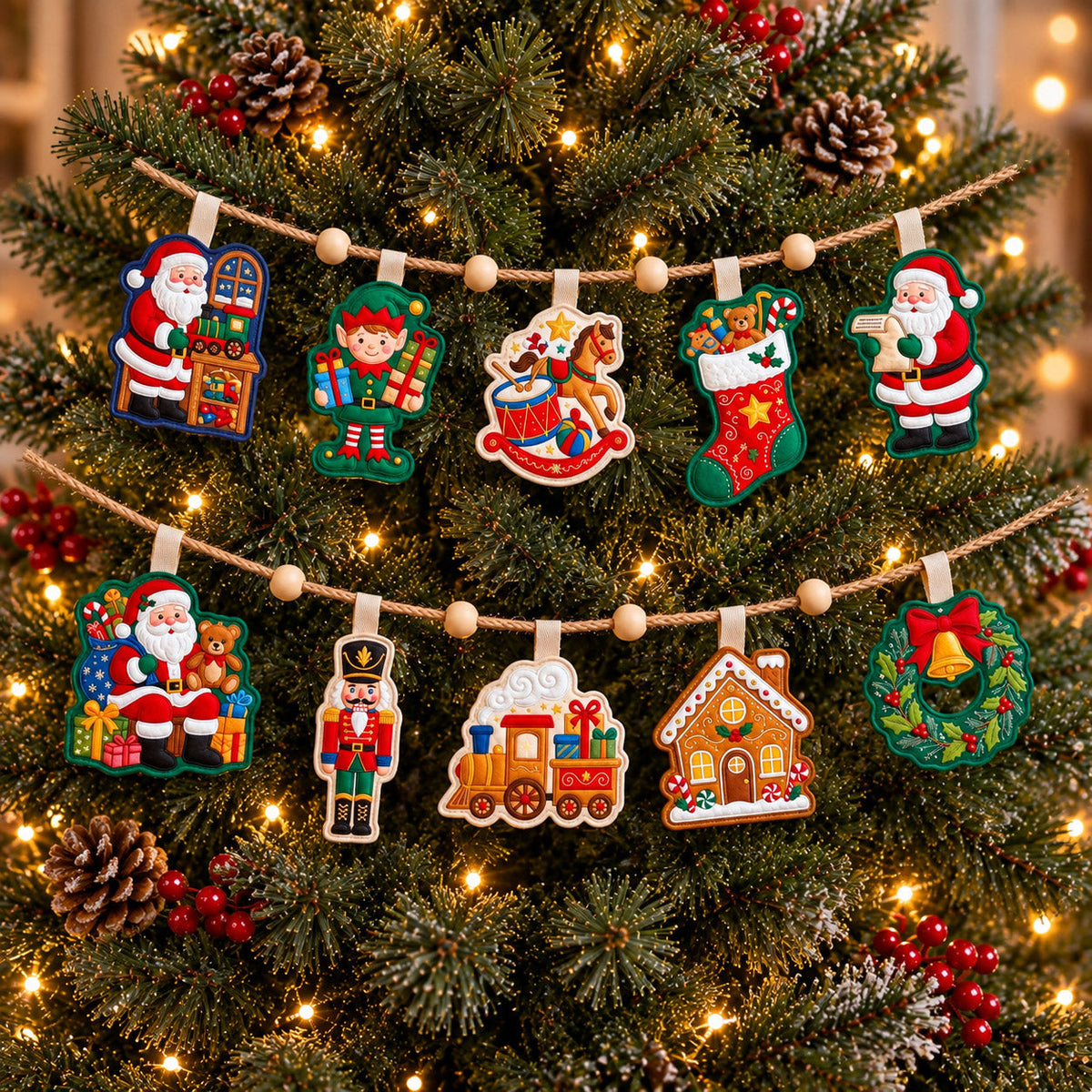 Christmas Spirit Custom Shape Quilted Garland GFTONMU3022