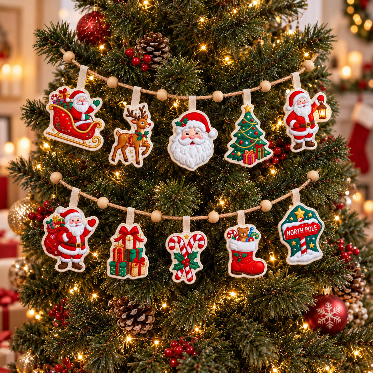 Christmas Spirit Custom Shape Quilted Garland GFTONMU3023