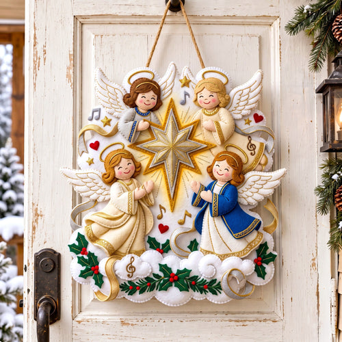 Christmas Angel Custom Shape Felt Door Hanger GFTONMU3159