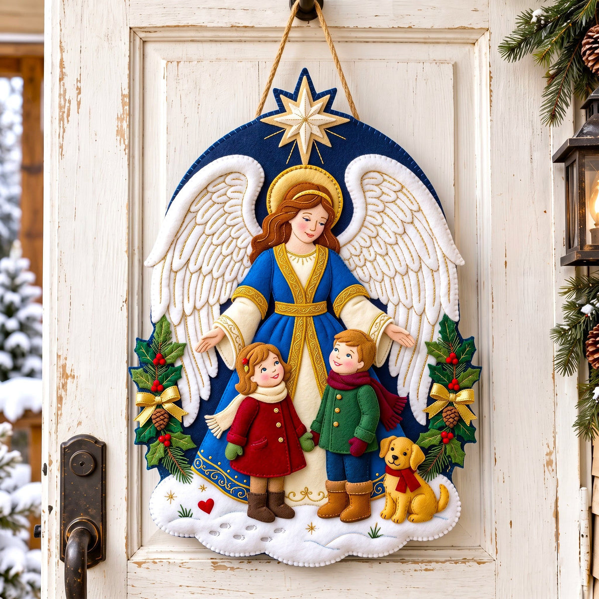 Christmas Angel Custom Shape Felt Door Hanger GFTONMU3160