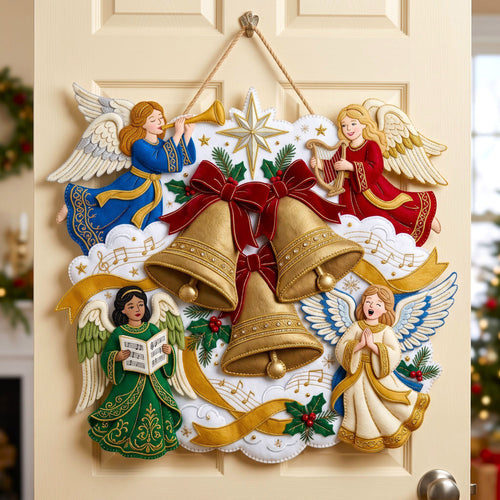 Christmas Angel Custom Shape Felt Door Hanger GFTONMU3162