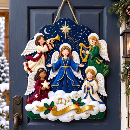 Christmas Angel Custom Shape Felt Door Hanger GFTONMU3164