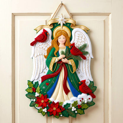 Christmas Angel Custom Shape Felt Door Hanger GFTONMU3165