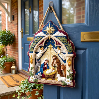 Nativity Scene Custom Shape Felt Door Hanger GFTONMU3170