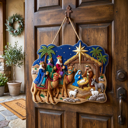 Nativity Scene Custom Shape Felt Door Hanger GFTONMU3171