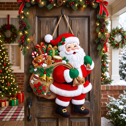 Santa Claus Custom Shape Felt Door Hanger GFTONMU3172