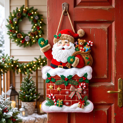 Santa Claus Custom Shape Felt Door Hanger GFTONMU3173