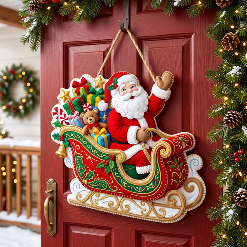 Santa Claus Custom Shape Felt Door Hanger GFTONMU3174