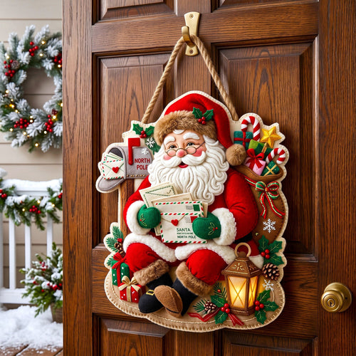 Santa Claus Custom Shape Felt Door Hanger GFTONMU3175