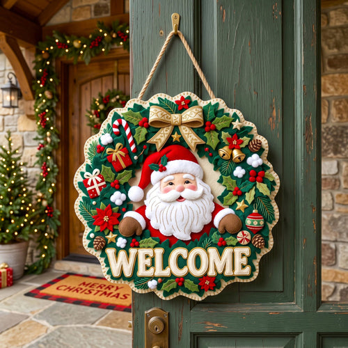 Santa Claus Custom Shape Felt Door Hanger GFTONMU3176