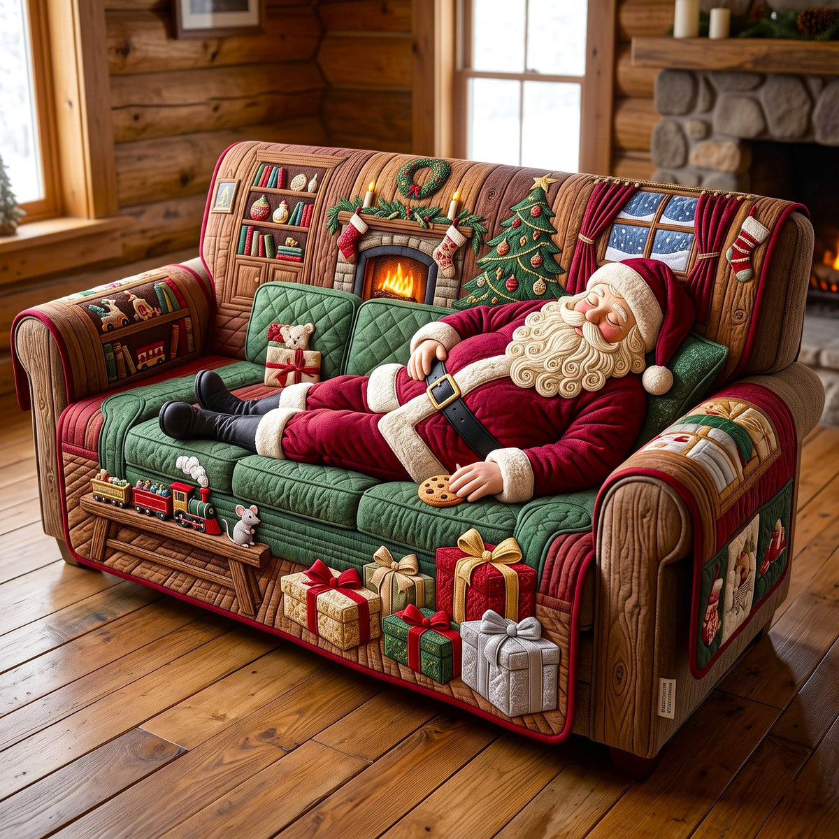 Santa Claus Quilted Sofa Cover GFTONMU3242