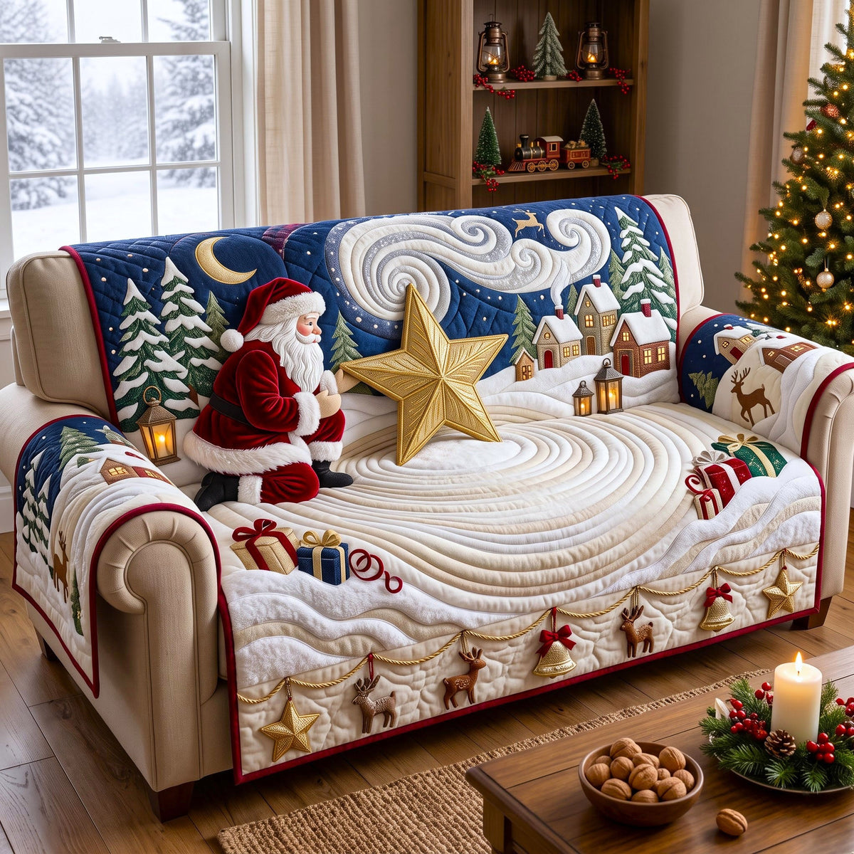 Santa Claus Quilted Sofa Cover GFTONMU3243