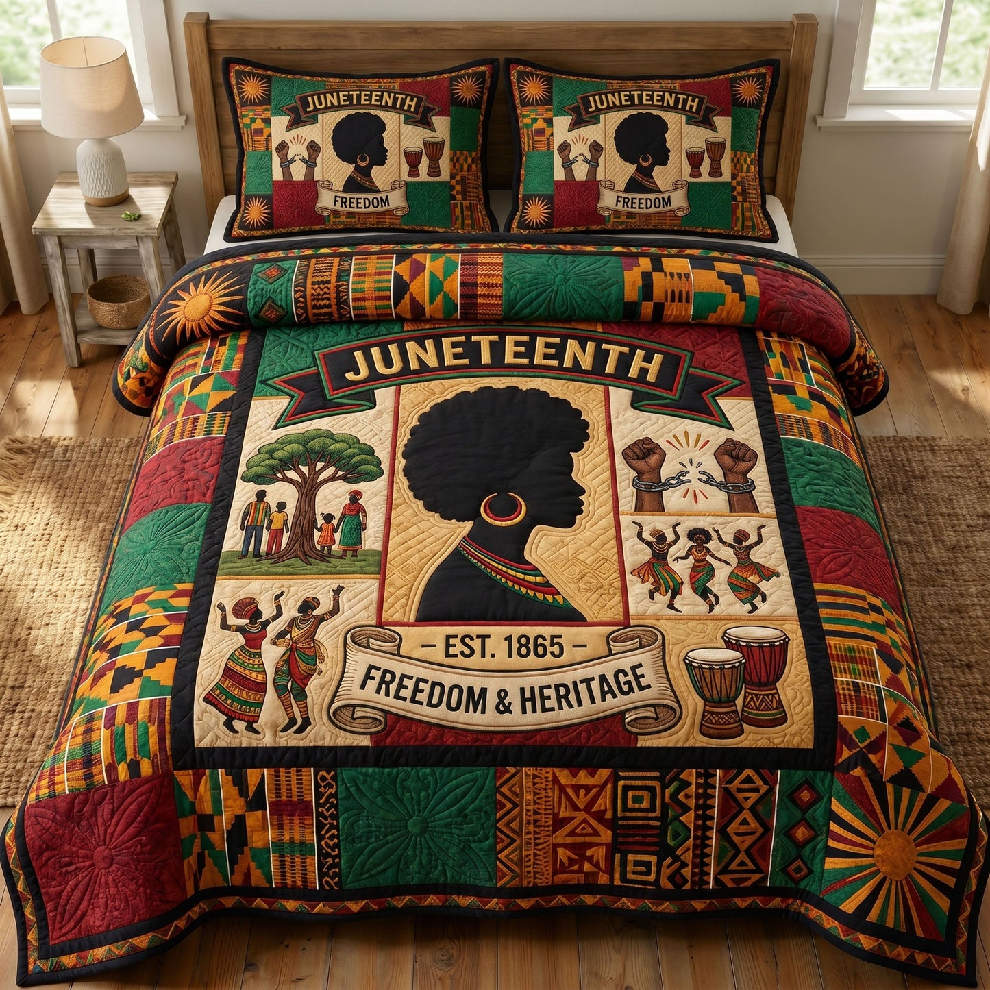 Juneteenth Soul 3-Quilted Bedding Set GFTONMU328