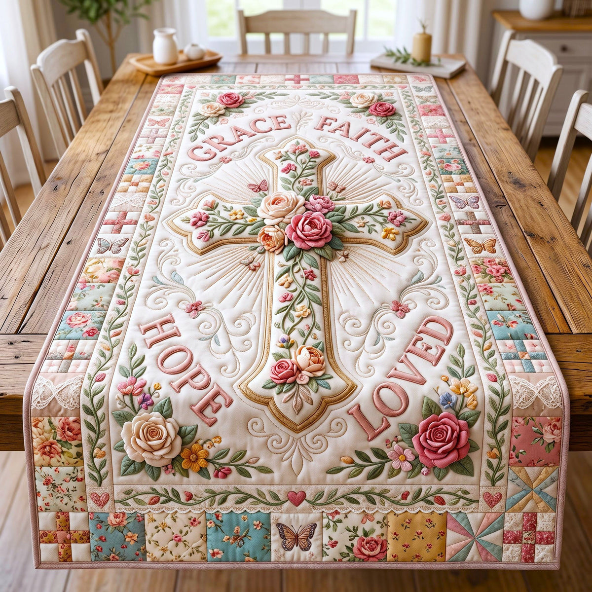 Christian Faith Quilted Table Runner GFTONMU3302