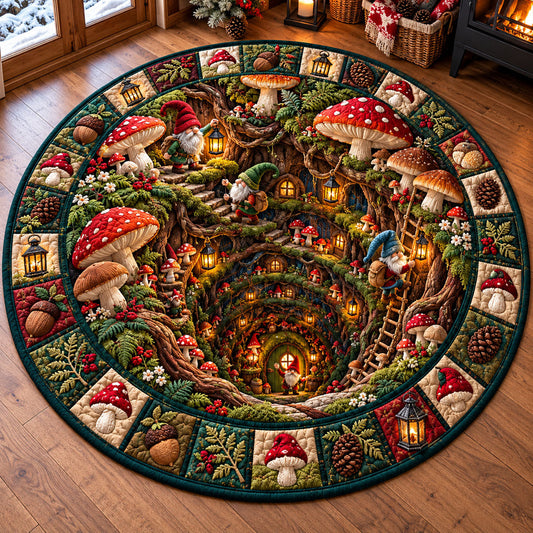 Whimsical Gnome Quilted Round Mat GFTONMU3329