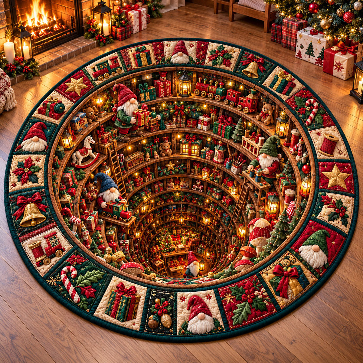 Whimsical Gnome Quilted Round Mat GFTONMU3330