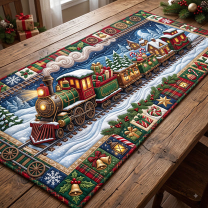 Christmas Train Quilted Table Runner GFTONMU3336