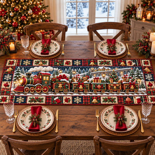 Christmas Train Quilted Table Runner GFTONMU3337