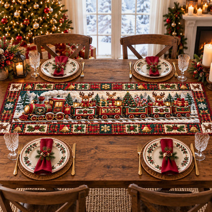 Christmas Train Quilted Table Runner GFTONMU3340