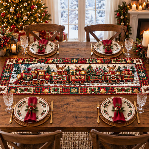 Christmas Train Quilted Table Runner GFTONMU3340